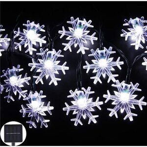 Solar Christmas String Lights Outdoor Waterproof 30 LED 20Feet Solar Snowflake